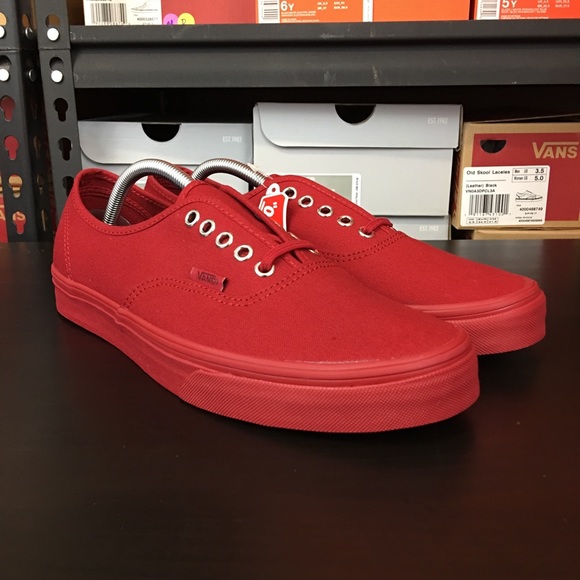 monochrome red vans